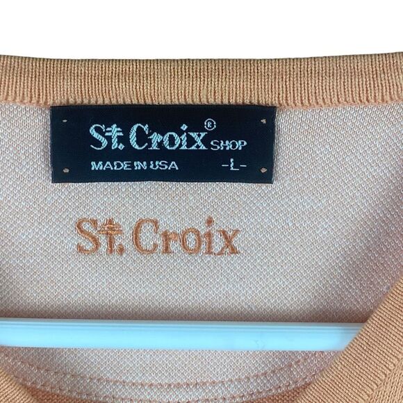 St. Croix Peach Cotton Blend Light V-Neck Knit Sweater Men’s Size Large - Picture 3 of 4